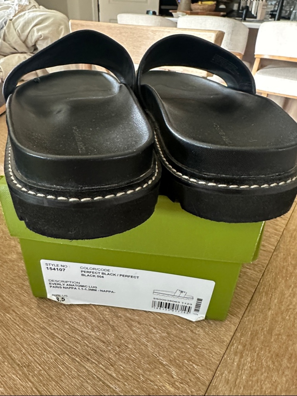 Tory Burch Black Leather Slide Sandals with Gold Logo Accent - Picture 6 of 10